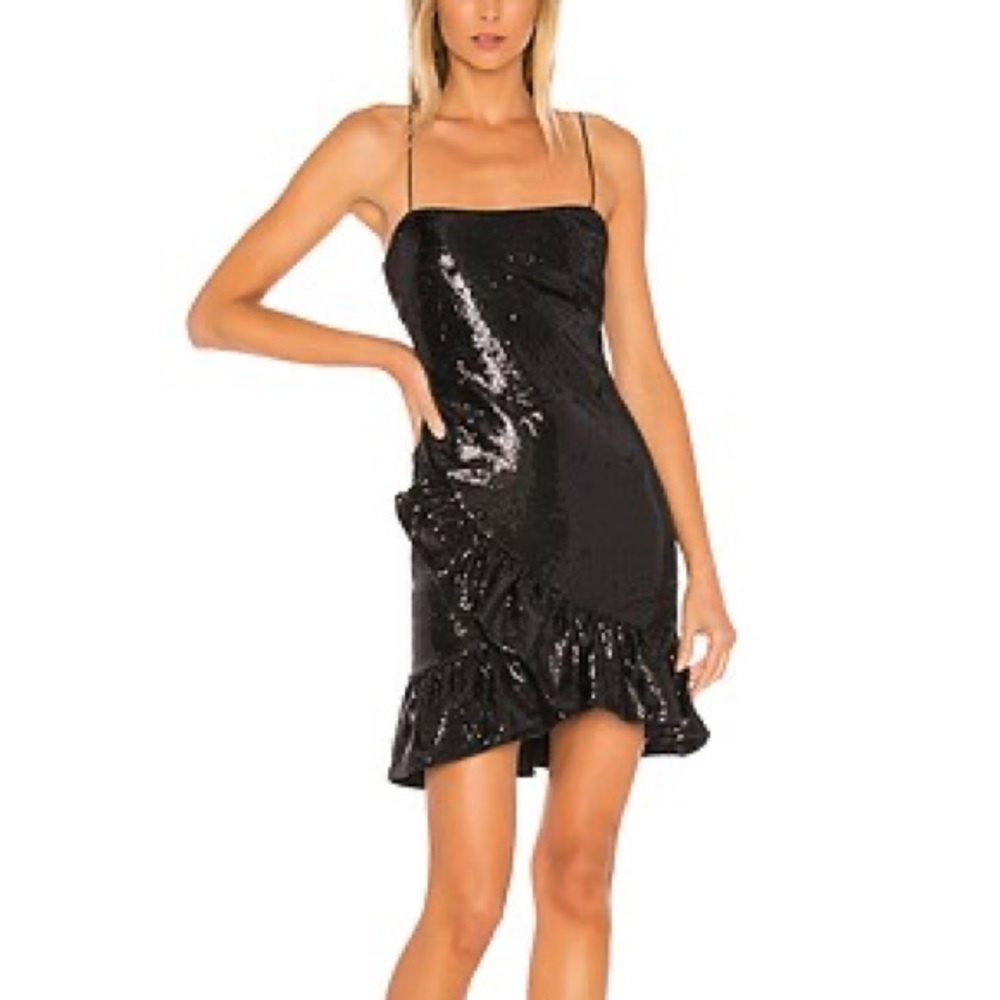 Likely NWT Lilia Ruffle Sequin Mini Dress Black 2